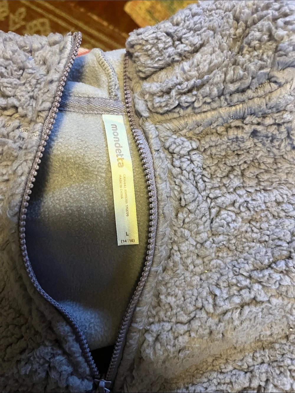Mondetta Lavender Gray Sherpa Puffer Jacket - Kids